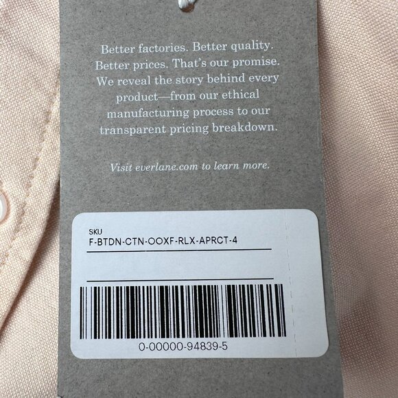 Everlane The Relaxed Oxford Organic Cotton Button Long Sleeve Shirt, Apricot - Picture 11 of 14